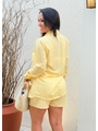 SAÍDA DE PRAIA CONJUNTO CAMISA E SHORT AMARELO COLEÇÃO PUNTA CANA - 2