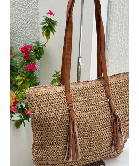 BOLSA DE PALHA GRANDE BEGE RUSTIC CHIC
