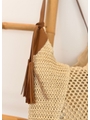 BOLSA DE PALHA SACO EM TRAMA ABERTA COM ALÇA MARROM - 3