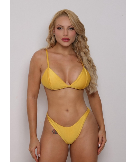 BIQUÍNI TRILOBAL REGULADOR CALCINHA EMPINA BUMBUM AMARELO COLEÇÃO BRASIL RAIZ