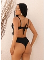 BIQUÍNI MEIA TAÇA BICOLOR CALCINHA RECORTE LATETAL PRETO COLEÇÃO NÁUTICA COMB DRICA - 2