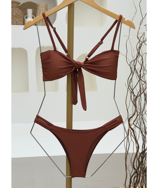 BIQUÍNI TOP NÓ CALCINHA STRAPPY MARROM COLEÇÃO COR DO PECADO