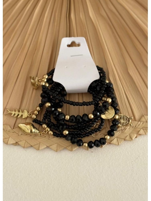 ACESSÓRIO DE PRAIA KIT PULSEIRA PRETA