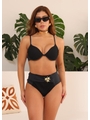 BIQUÍNI MEIA TAÇA CALCINHA ALTA PRETO COLEÇÃO CLAREIA - 1