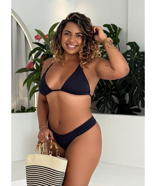 BIQUÍNI CORTININHA CALCINHA BORBOLETA PRETO COLEÇÃO CALIENTE