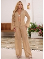 SAÍDA DE PRAIA CONJUNTO CAMISA COM CALÇA CARGO NUDE  COLEÇÃO MULHER - 1