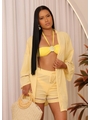 SAÍDA DE PRAIA KIMONO COM SHORT AMARELO COLEÇÃO PUNTA CANA - 1