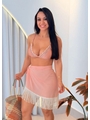 SAÍDA DE PRAIA PAREÔ COM FRANJA NA SEDINHA ROSA SECO CM02 - 1