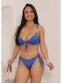 BIQUÍNI MEIA TAÇA CALCINHA DE AMARRAR AZUL COLEÇÃO PÉROLA - 1