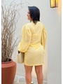 SAÍDA DE PRAIA MANGAS BUFANTES  SEDINHA AMARELA COLEÇÃO CANDY COLOR COMB DRICA - 2
