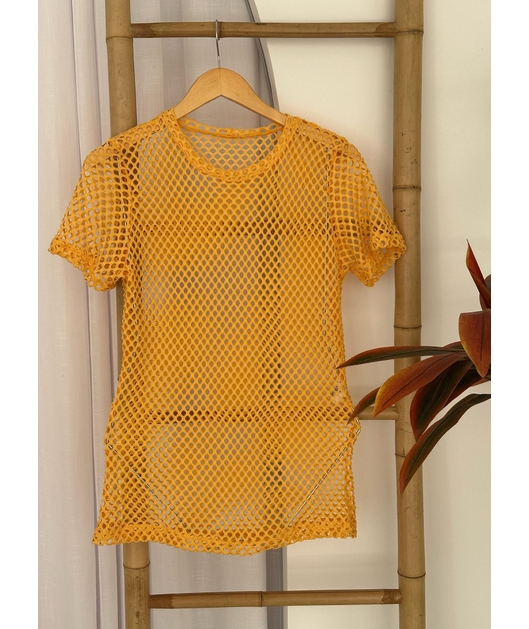 CAMISETA MANGA CURTA ARRASTÃO AMARELA