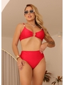 BIQUÍNI TOP ARGOLA CALCINHA ALTA VERMELHO COLEÇÃO COR DO PECADO - 1