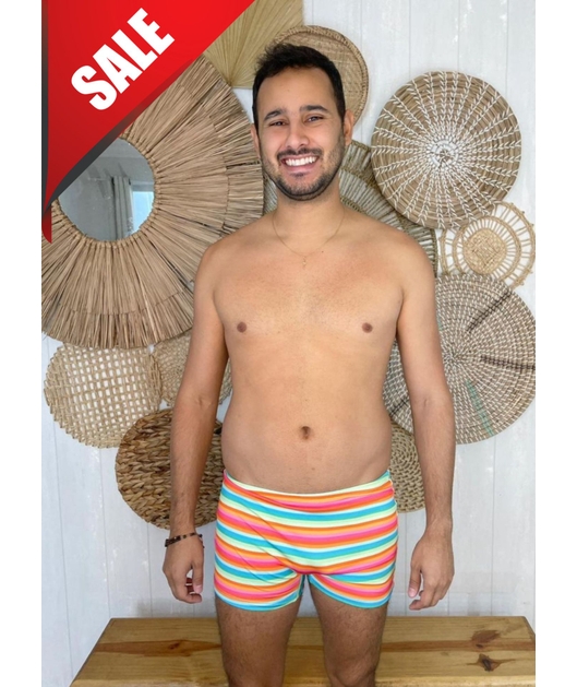 SUNGA TRADICIONAL BOX COM AMARRAÇÃO LISTRAS COLORIDAS