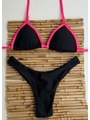 BIQUÍNI CORTININHA CALCINHA ASA DELTA PRETO COM DETALHE ROSA NEON COLEÇÃO ESQUENTA FOLIA - 1