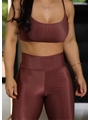 CONJUNTO FITNESS TOP COM CALÇA MARROM COLEÇÃO FEBELA MOVE - 3