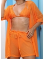 SAÍDA DE PRAIA KIMONO COM SHORT LARANJADO NO TULE COLEÇÃO IBIZA - 3