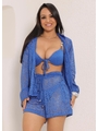 SAÍDA DE PRAIA CONJUNTO COM SHORT NO CROCHÊ AZUL COLEÇÃO PÉROLA - 1
