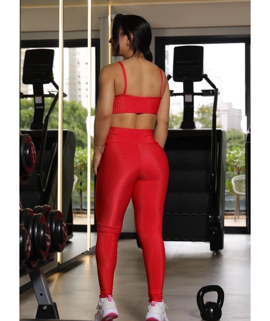 CONJUNTO FITNESS TOP COM CALÇA VERMELHO COLEÇÃO FEBELA MOVE