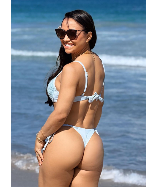 BIQUÍNI MEIA TAÇA CROCHÊ CALCINHA DE AMARRAR AZUL COLEÇÃO BRISA II