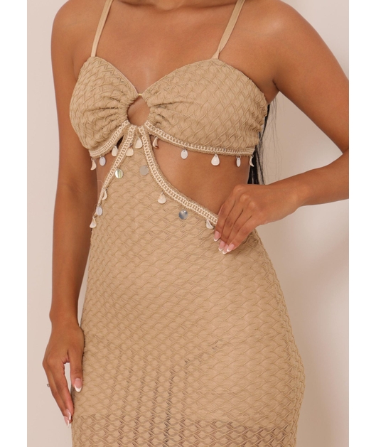 SAÍDA DE PRAIA VESTIDO LONGO LUMIÈRE NUDE COLEÇÃO FESTEJAR