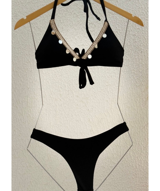 BIQUÍNI TOP GRIPIR CALCINHA ASA DELTA PRETO COLEÇÃO TERRACOR