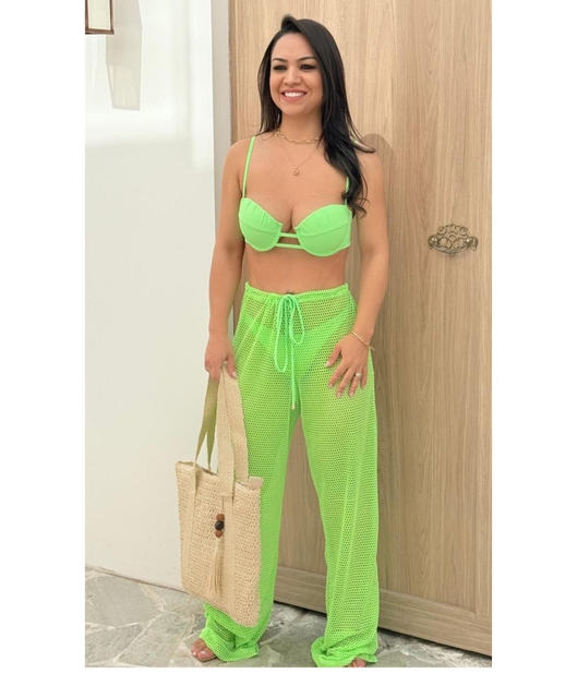 SAÍDA DE PRAIA CALÇA NO ARRASTÃO VERDE NEON COLEÇÃO NEON 3103