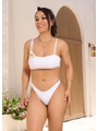 BIQUÍNI TOP FLOR CALCINHA ASA DELTA BRANCO COLEÇÃO BEACH GLAM - 1