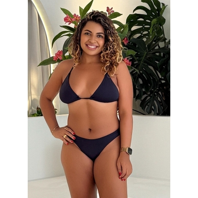 BIQUÍNI CORTININHA CALCINHA ASA DELTA PRETO COLEÇÃO CALIENTE