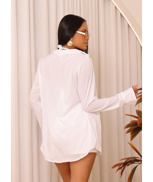 SAÍDA DE PRAIA CONJUNTO CAMISA E SHORT BRANCO COLEÇÃO PUNTA CANA