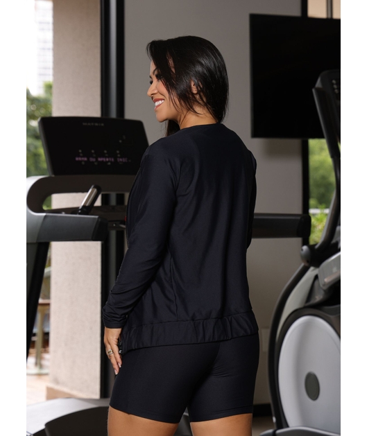 JAQUETA FITNESS PRETA COLEÇÃO FEBELA MOVE