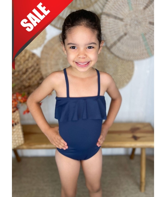 MAIÔ TRADICIONAL INFANTIL BABADO AZUL MARINHO