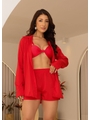 SAÍDA DE PRAIA CONJUNTO CAMISA E SHORT VERMELHO - 1