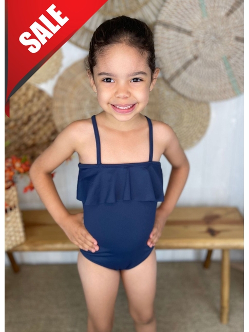 MAIÔ TRADICIONAL INFANTIL BABADO AZUL MARINHO