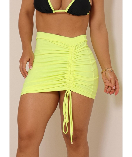 COMBO DE CARNAVAL BIQUÍNI TOP BRANCO E MINI SAIA VERDE NEON COLEÇÃO ESQUENTA FOLIA