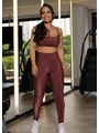 CONJUNTO FITNESS TOP COM CALÇA MARROM COLEÇÃO FEBELA MOVE - 1