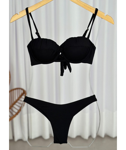 BIQUÍNI MEIA TAÇA CALCINHA ASA DELTA PRETO COLEÇÃO VIBRA VERÃO