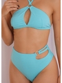 BIQUÍNI TOP FRENTE ÚNICA CALCINHA ALTA AZUL COLEÇÃO MARÉ FASHION - 3