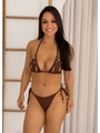 BIQUÍNI CORTININHA ESTRELA CALCINHA DE AMARRAR MARROM - 1