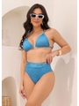 BIQUÍNI CORTININHA CALCINHA ALTA AZUL COLEÇÃO LUAL COMB M13 - 1