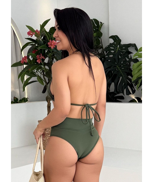 BIQUÍNI CORTININHA CALCINHA TALA VERDE MILITAR COLEÇÃO CALIENTE