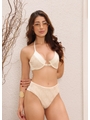 BIQUÍNI MEIA TAÇA CROCHÊ CALCINHA ALTA NUDE COLEÇÃO BRISA - 1