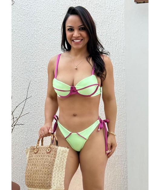 BIQUÍNI MEIA TAÇA CALCINHA DE AMARRAR VERDE COLEÇÃO VERANO COMB2564