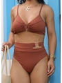 BIQUÍNI TOP ARGOLA CALCINHA ALTA MARROM COLEÇÃO IBIZA - 3