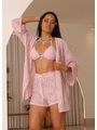 SAÍDA DE PRAIA CONJUNTO KIMONO COM SHORT NA RENDA ROSA COLEÇÃO ÁGUA VIVA - 1