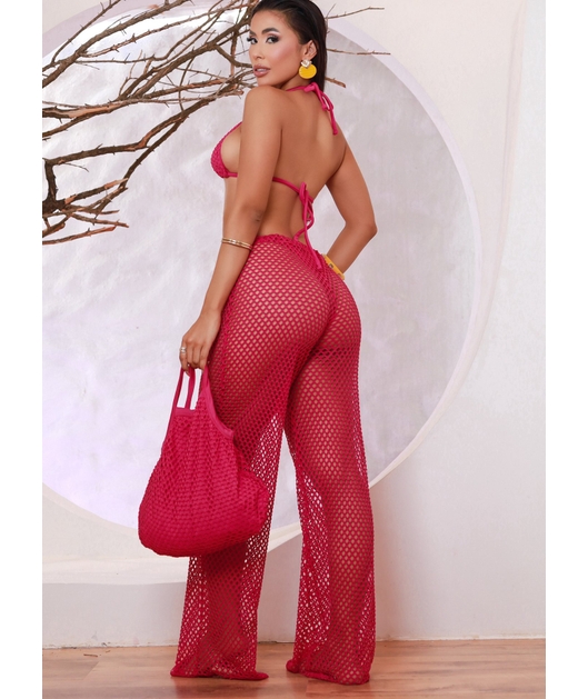 SAÍDA DE PRAIA CALÇA TELA ARRASTÃO ROSA M35