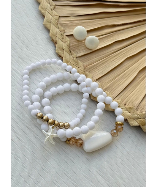 ACESSÓRIO DE PRAIA KIT BRINCO E PULSEIRA BRANCO
