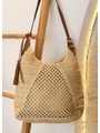 BOLSA DE PALHA SACO EM TRAMA ABERTA COM ALÇA MARROM - 1