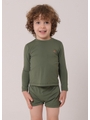 CONJUNTO INFANTIL DE PROTEÇÃO UV CAMISA COM SUNGA VERDE MILITAR - 1