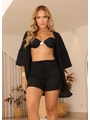 SAÍDA DE PRAIA KIMONO COM SHORT PRETO COLEÇÃO COLOR BEACH - 1