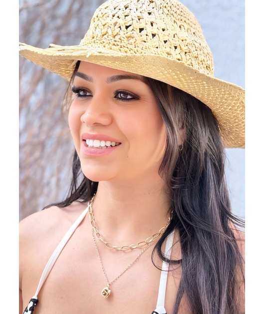 CHAPÉU DE PALHA TRANÇADO OFF WHITE